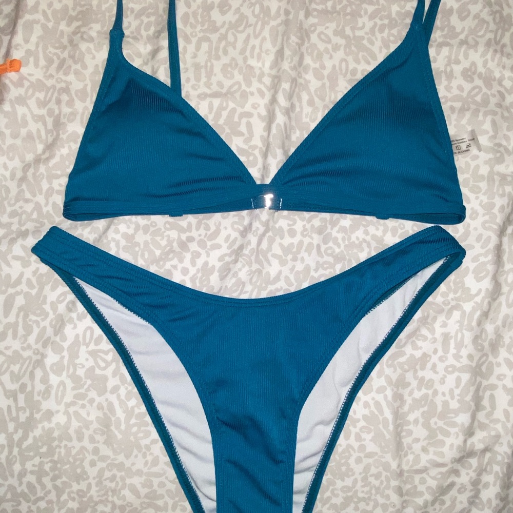 Teal shein triangle bikini